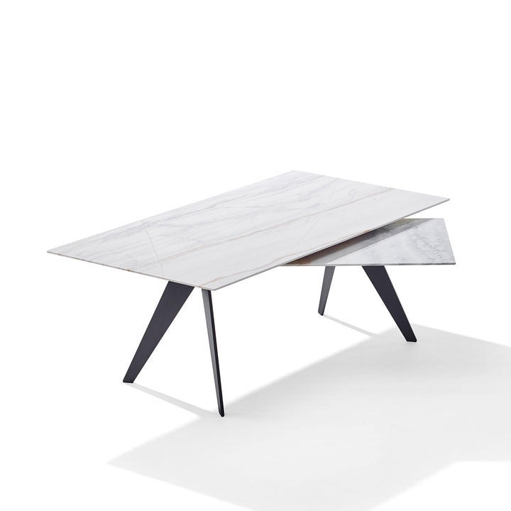 draenert | atlas table | swivel extension | belvedere stone + black base 200/280x105cm