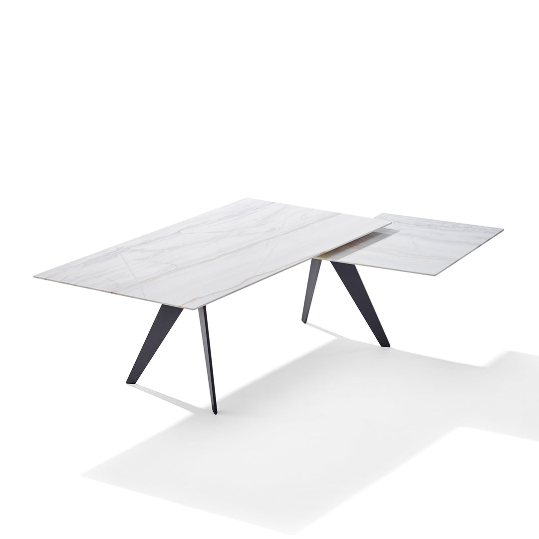 draenert | atlas table | swivel extension | belvedere stone + black base 200/280x105cm