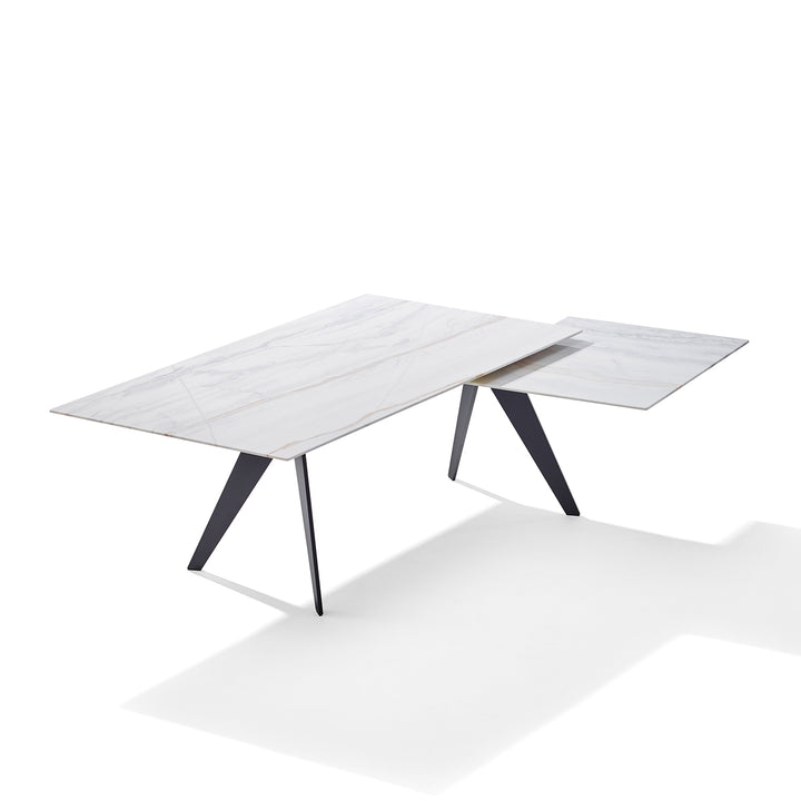 draenert | atlas table | swivel extension | belvedere stone + black base 200/280x105cm