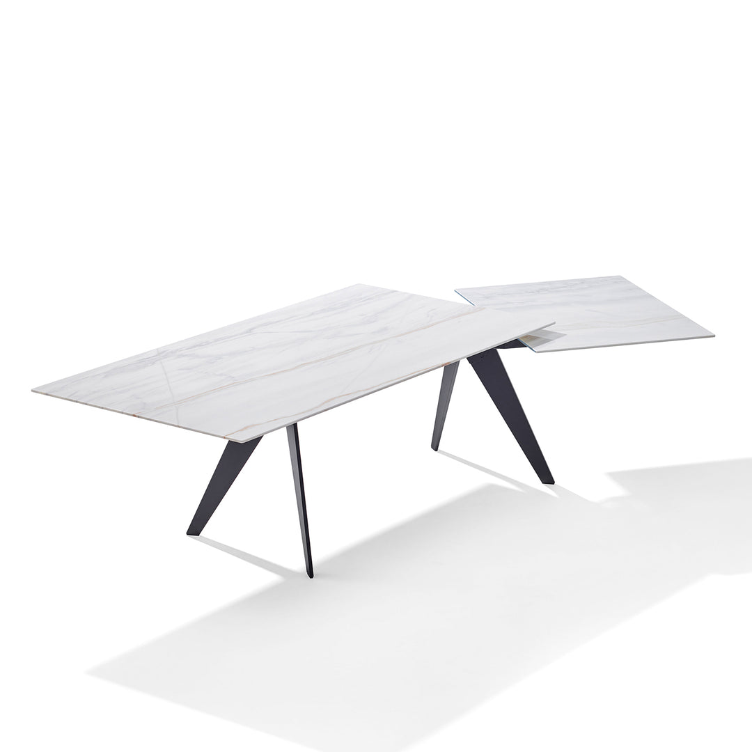 draenert | atlas table | swivel extension | belvedere stone + black base 200/280x105cm