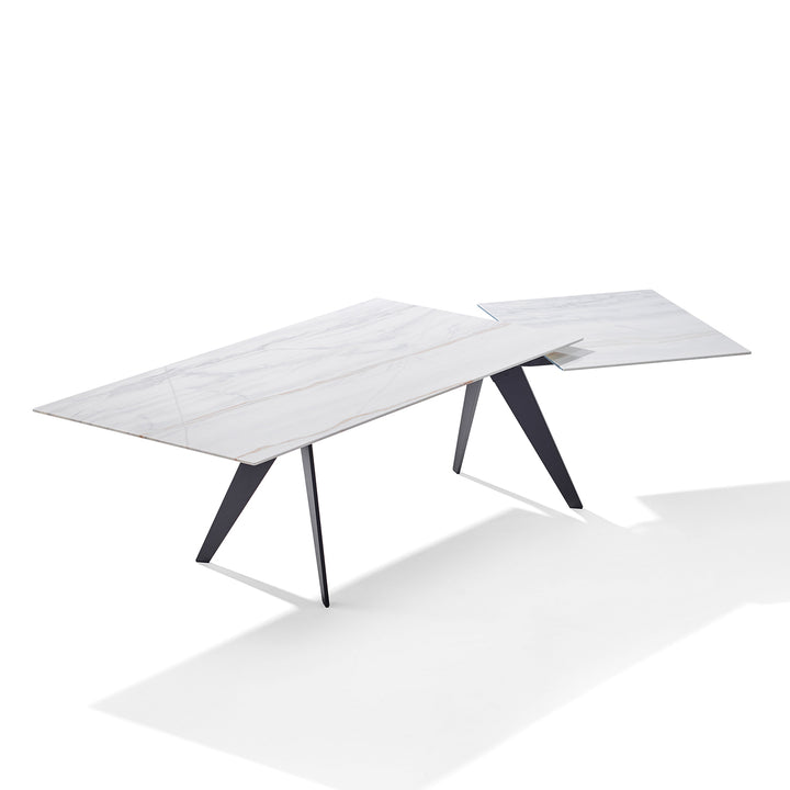 draenert | atlas table | swivel extension | belvedere stone + black base 200/280x105cm
