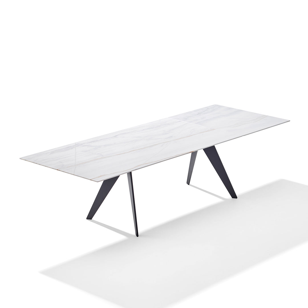 draenert | atlas table | swivel extension | belvedere stone + black base 200/280x105cm