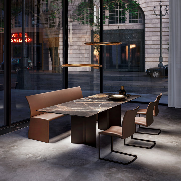 draenert | atlas table | swivel extension | belvedere stone + black base 200/280x105cm