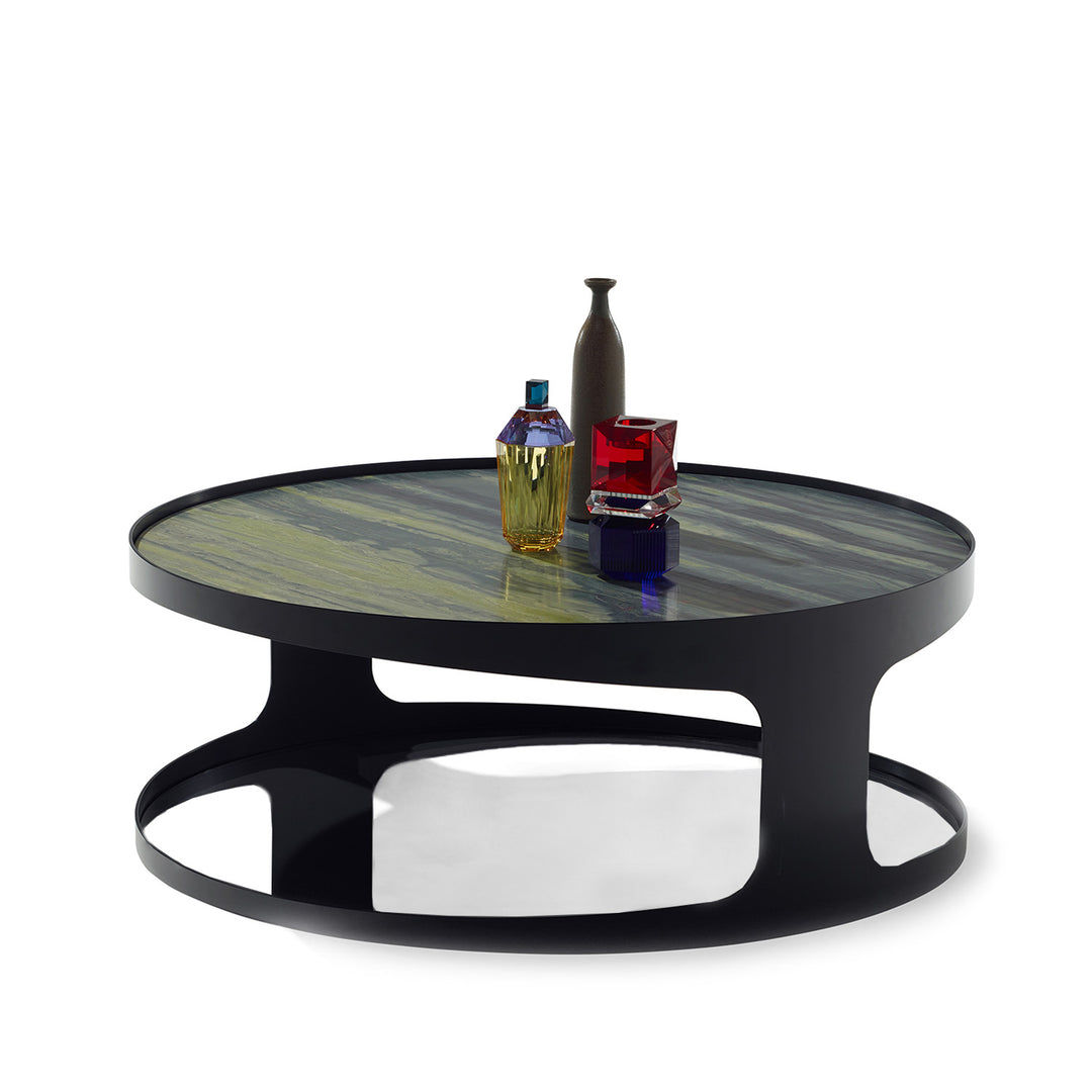 draenert | colin coffee table | verde bamboo stone + black frame