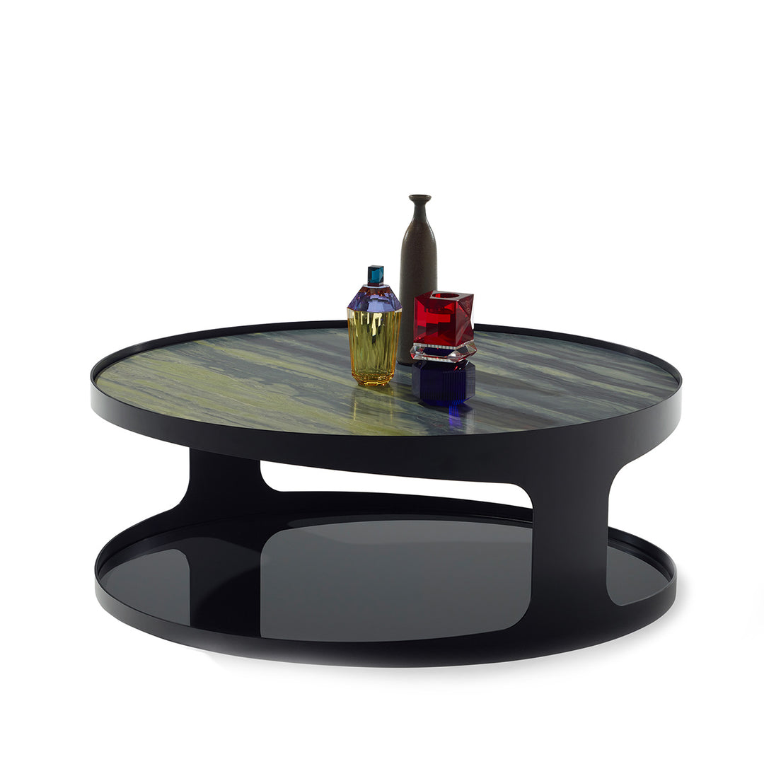draenert | colin coffee table | verde bamboo stone + black frame