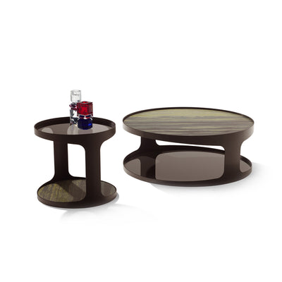 draenert | colin side table | azul mary stone + brown glass + dark bronze frame