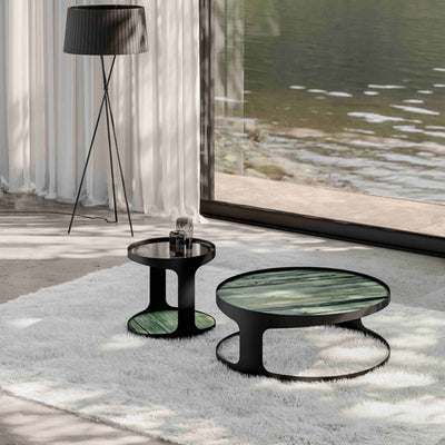 draenert | colin coffee table | verde bamboo stone + black frame