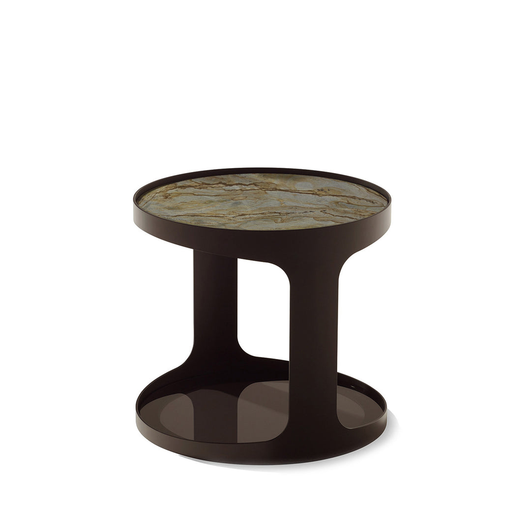 draenert | colin side table | azul mary stone + brown glass + dark bronze frame