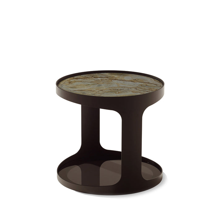 draenert | colin side table | azul mary stone + brown glass + dark bronze frame