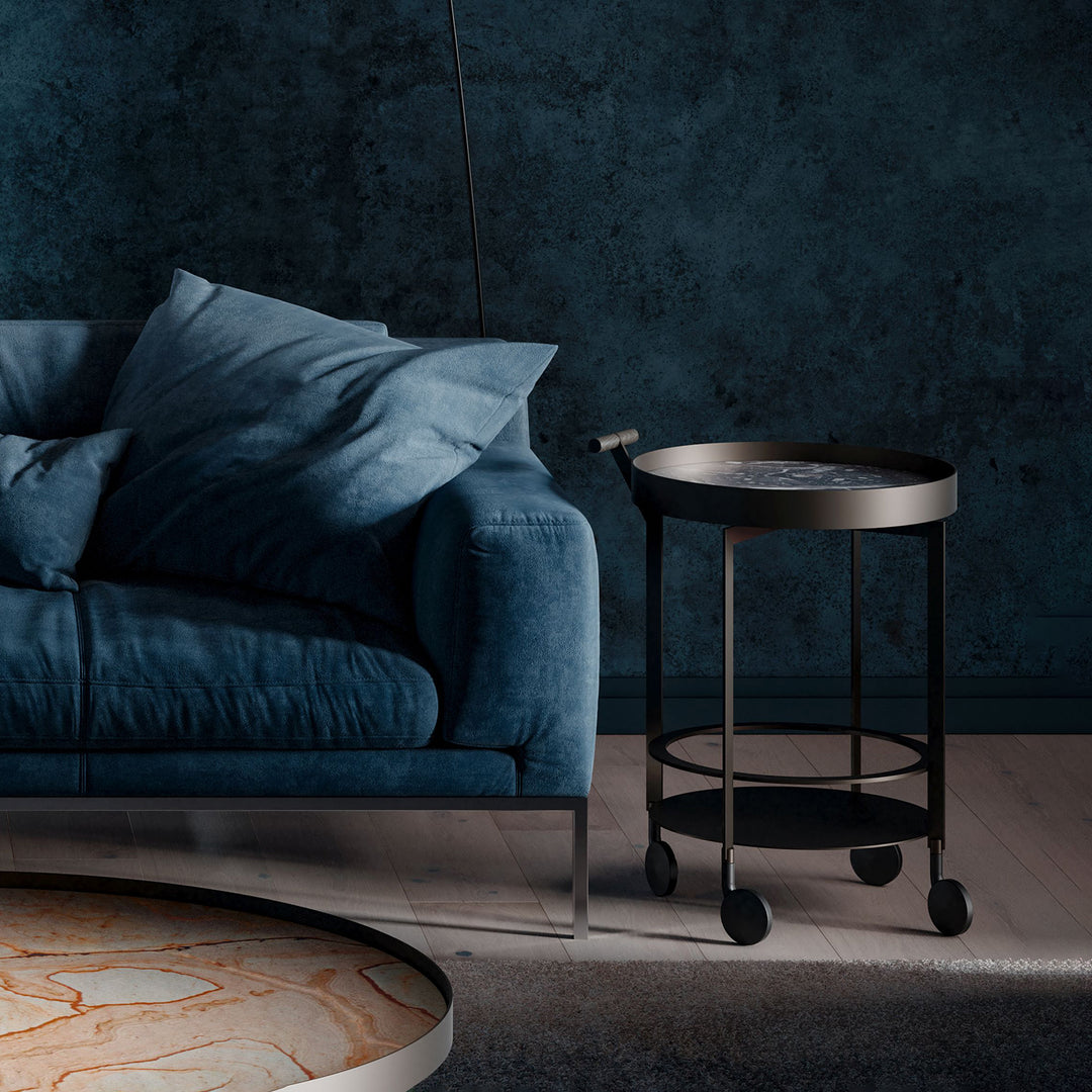 draenert | day bar trolley | belvedere leathered stone + black frame