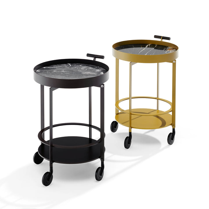 draenert | day bar trolley | belvedere leathered stone + black frame