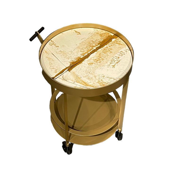 draenert | day bar trolley | breccia romana stone + gold frame