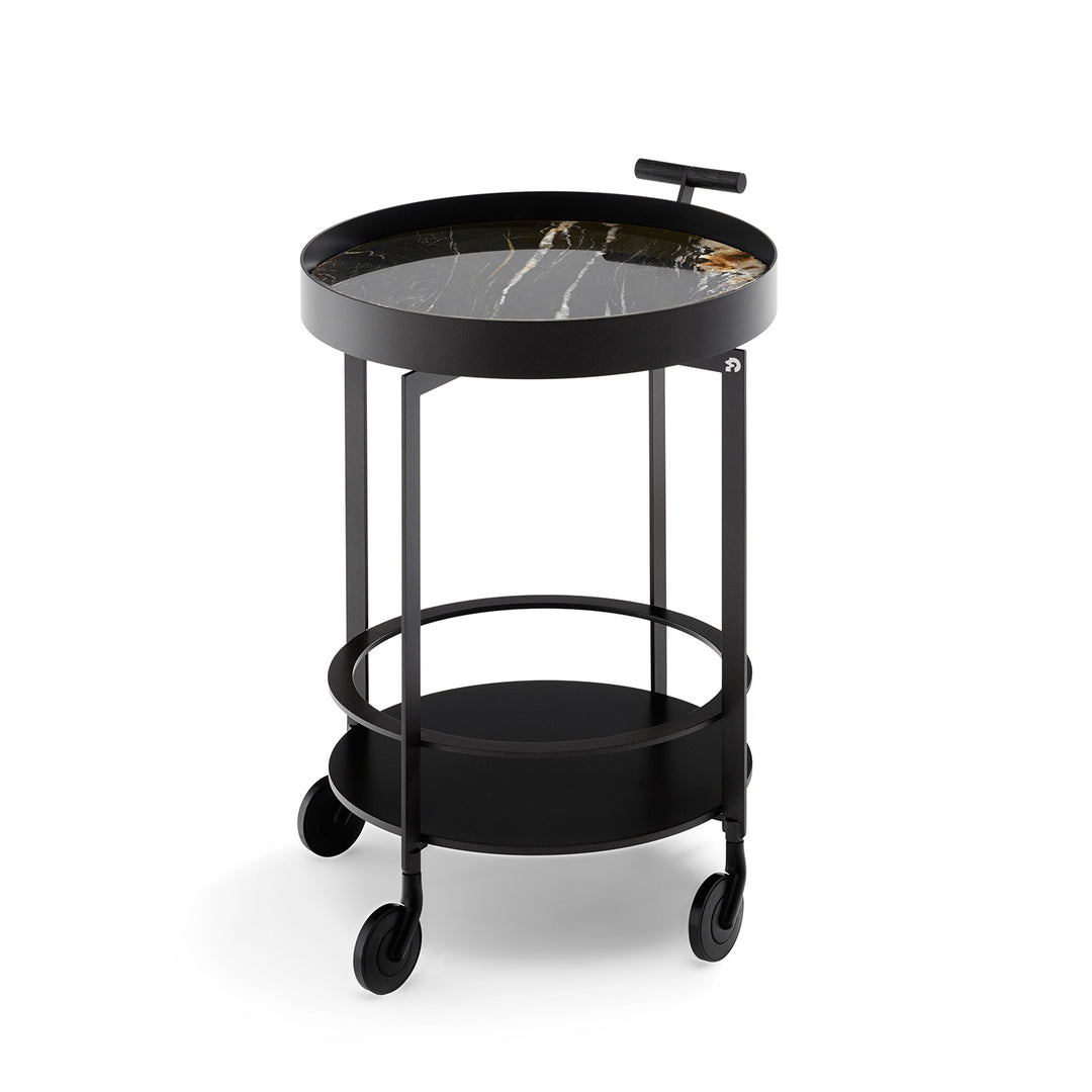 draenert | day bar trolley | belvedere polished stone + black frame