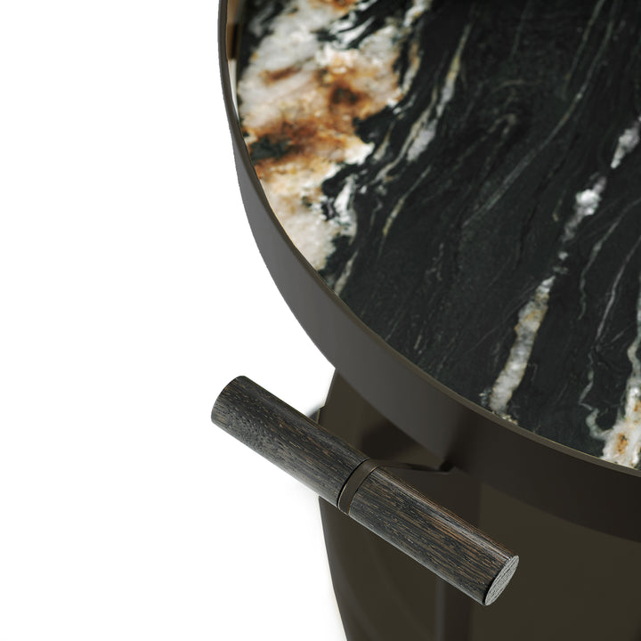 draenert | day bar trolley | belvedere leathered stone + black frame