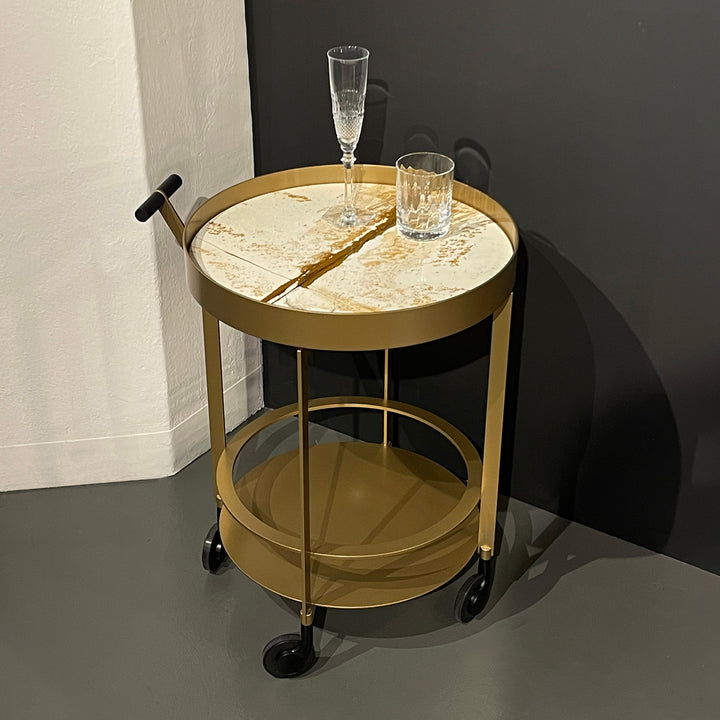 draenert | day bar trolley | breccia romana stone + gold frame