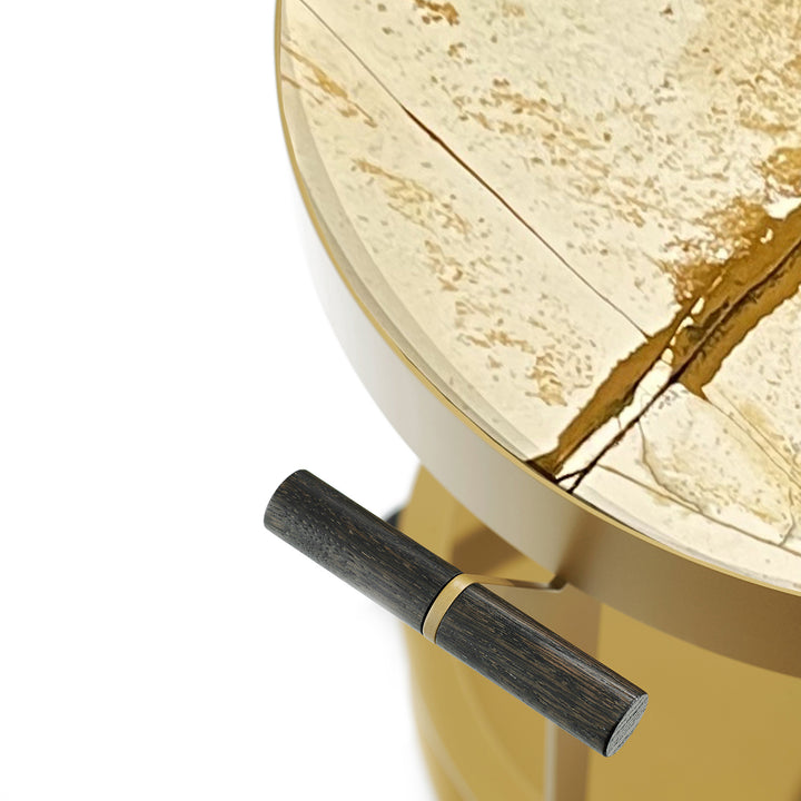 draenert | day bar trolley | breccia romana stone + gold frame