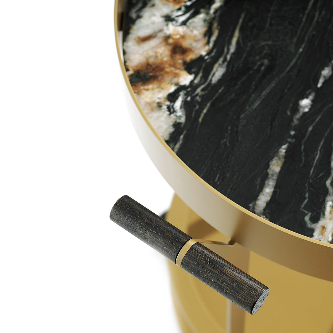 draenert | day bar trolley | breccia romana stone + gold frame