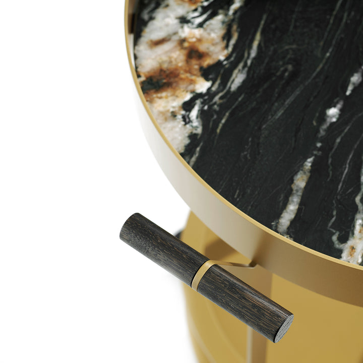 draenert | day bar trolley | breccia romana stone + gold frame