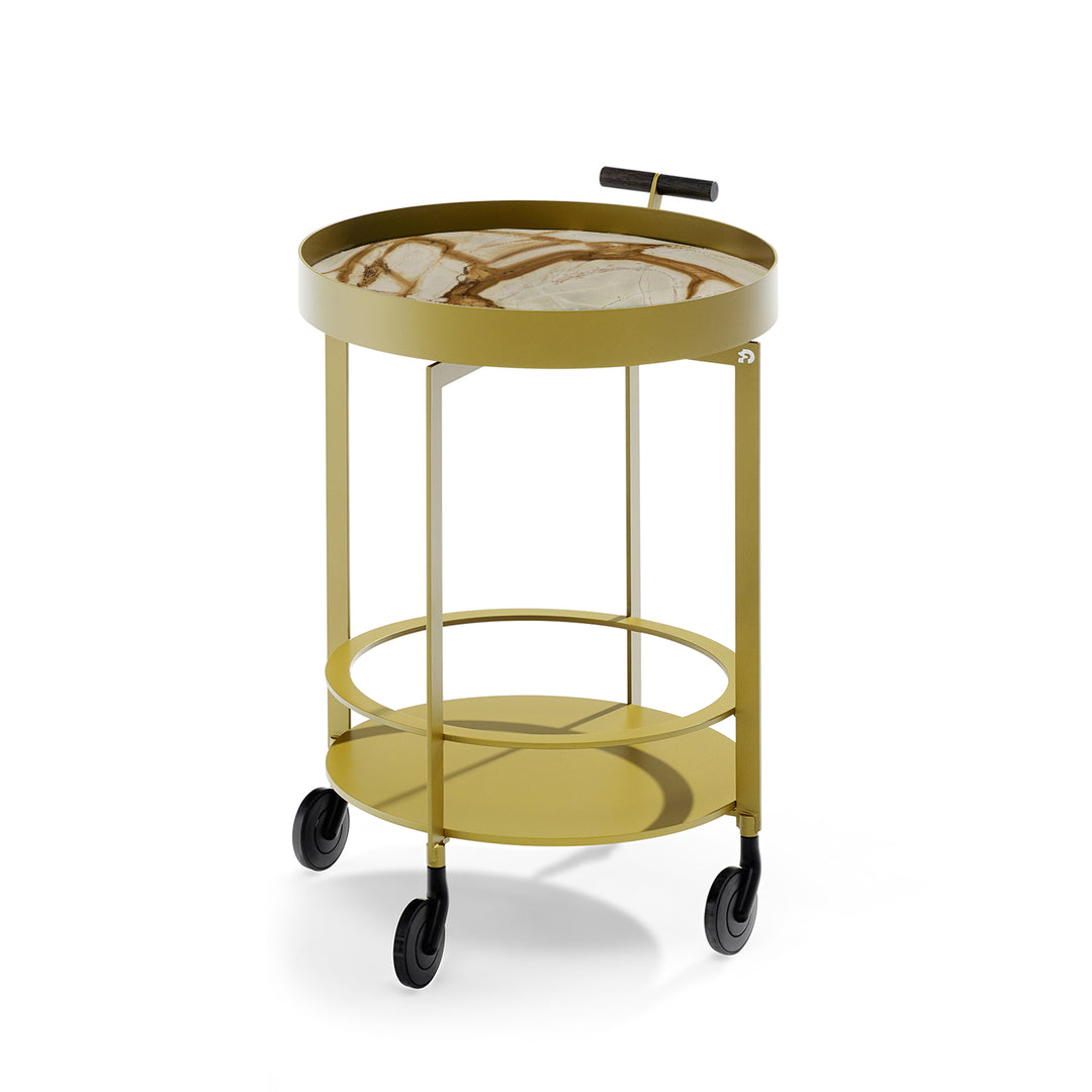 draenert | day bar trolley | breccia romana stone + gold frame