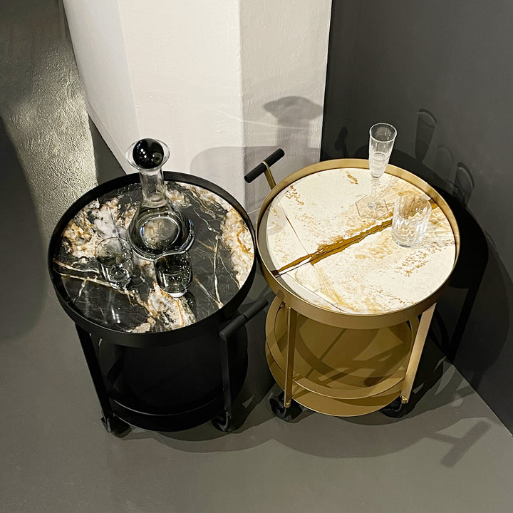 draenert | day bar trolley | belvedere polished stone + black frame