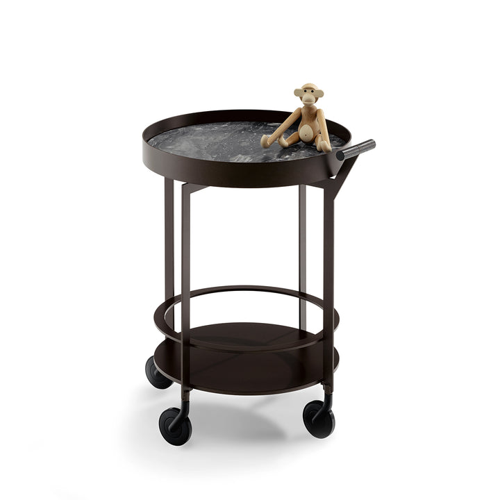 draenert | day bar trolley | belvedere leathered stone + black frame