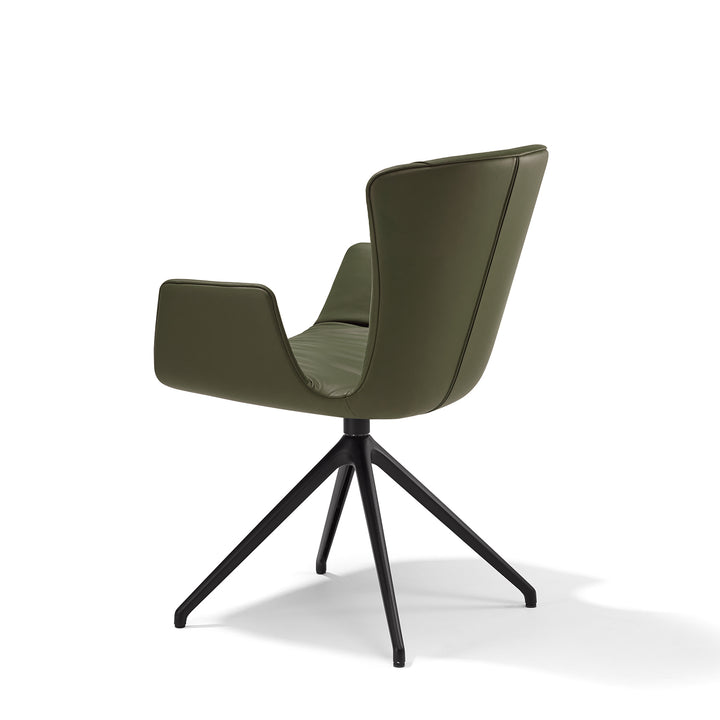 draenert | dexter armchair | swivel base | black leather + charmelle cloud 55