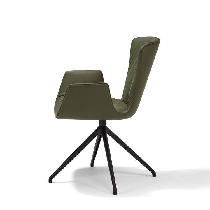 draenert | dexter armchair | swivel base | black leather + charmelle cloud 55