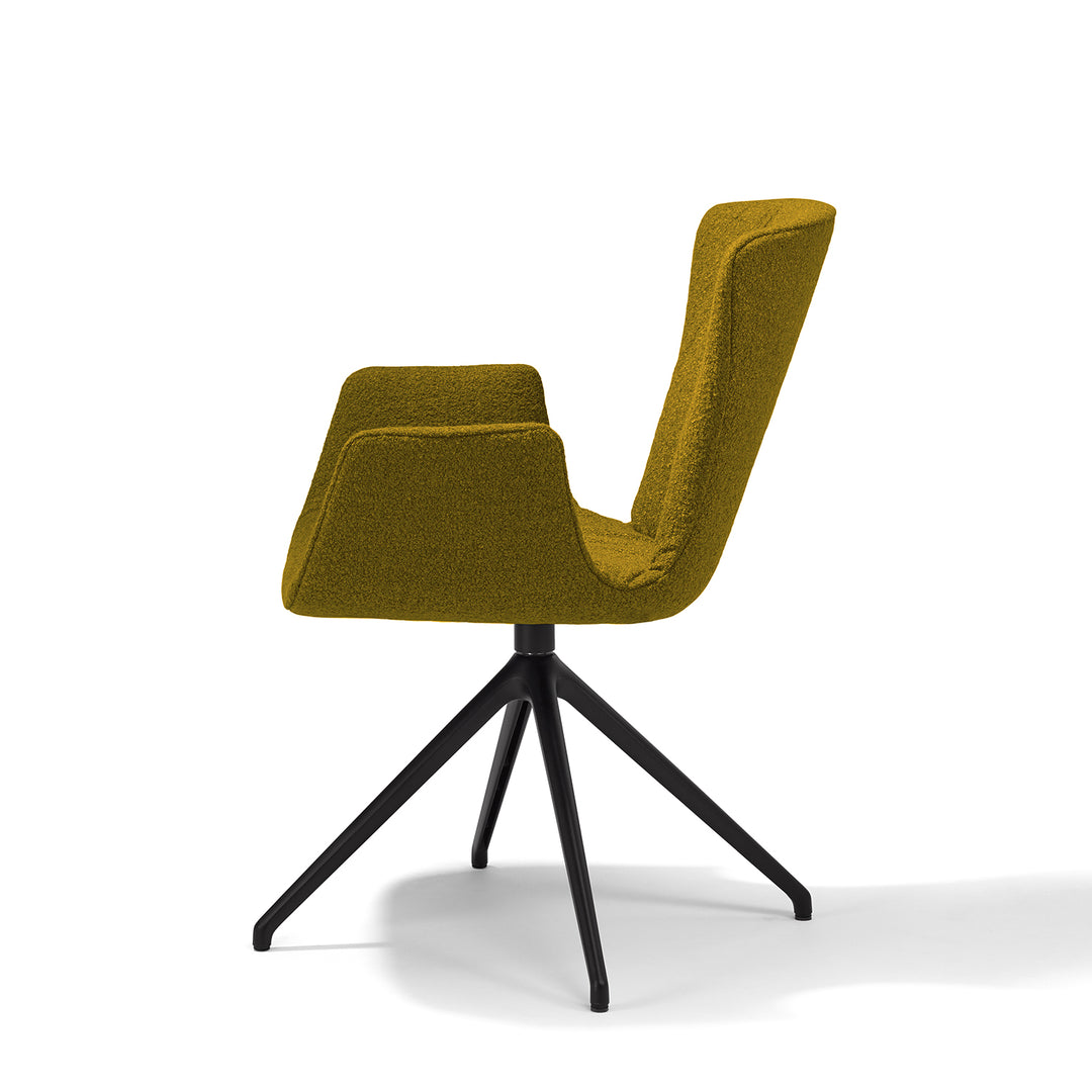 draenert | dexter armchair | swivel base | black leather + charmelle cloud 55