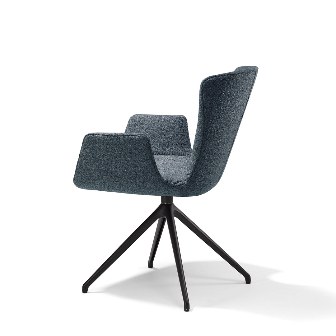 draenert | dexter armchair | swivel base | black leather + charmelle cloud 55