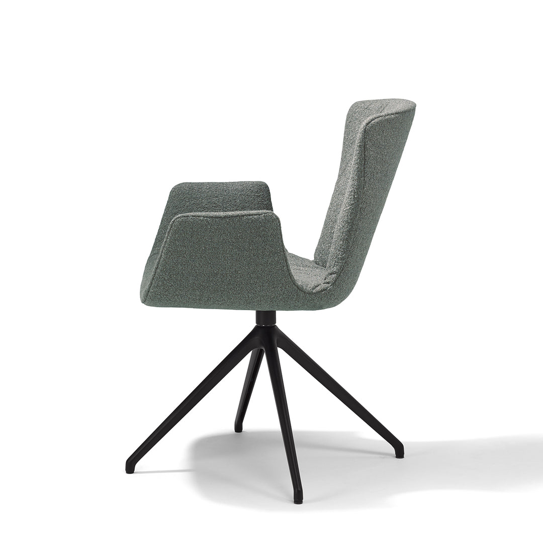 draenert | dexter armchair | swivel base | black leather + charmelle cloud 55
