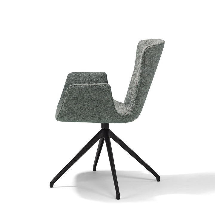 draenert | dexter armchair | swivel base | black leather + charmelle cloud 55