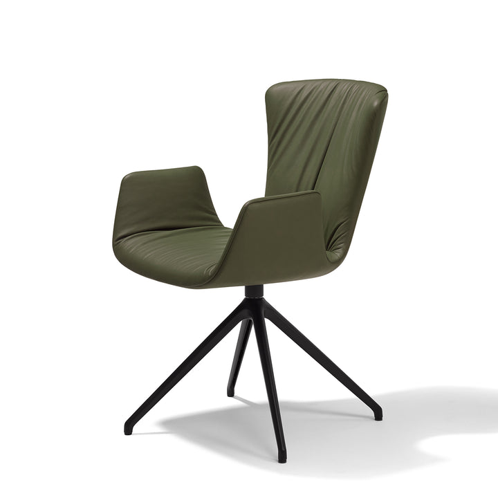 draenert | dexter armchair | swivel base | black leather + charmelle cloud 55