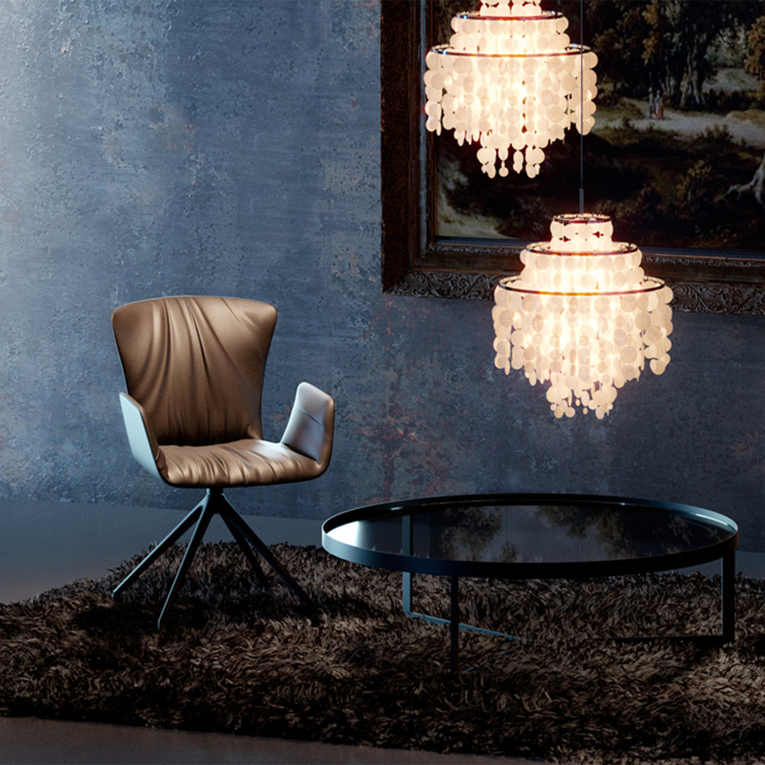 draenert | dexter armchair | swivel base | black leather + charmelle cloud 55