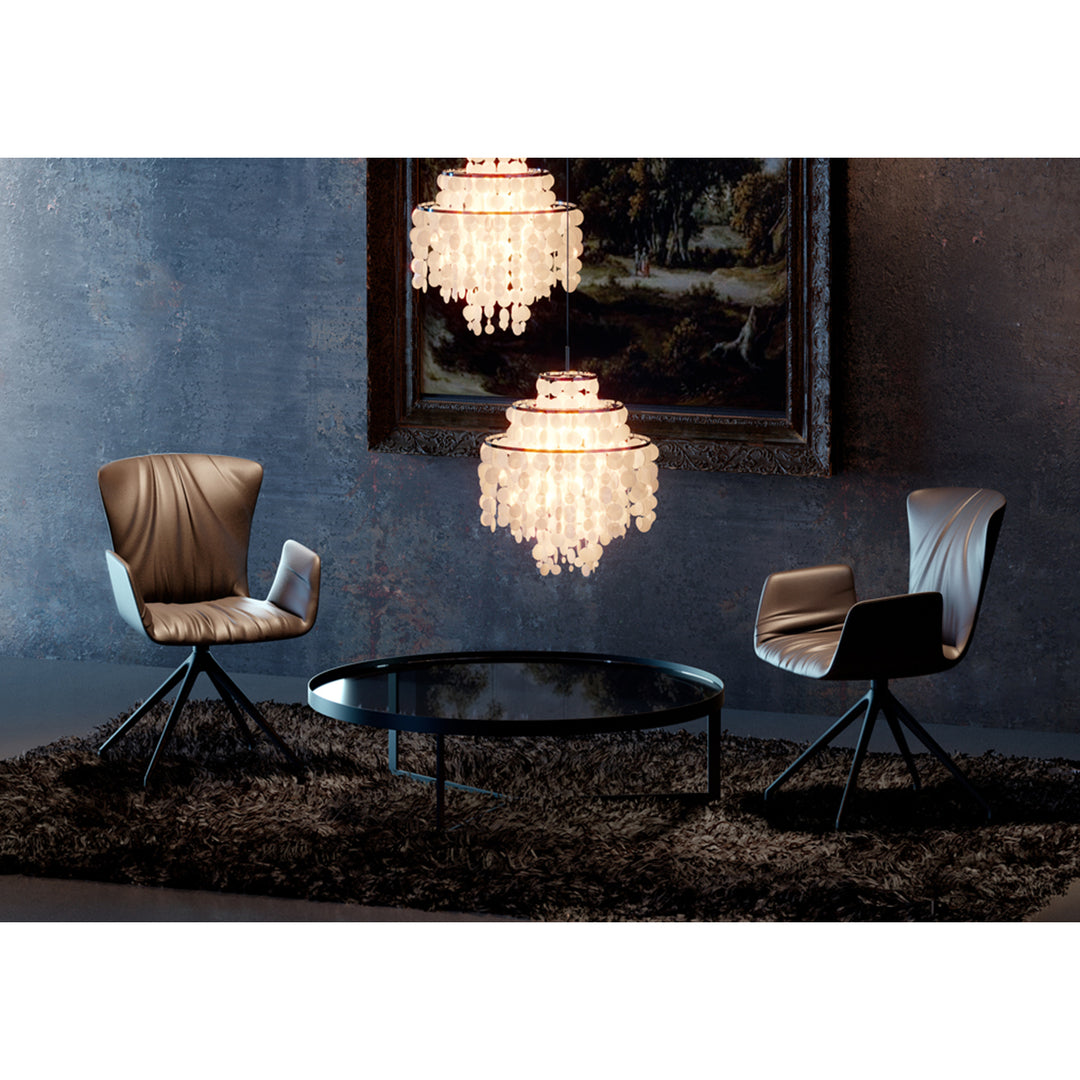 draenert | dexter armchair | swivel base | black leather + charmelle cloud 55