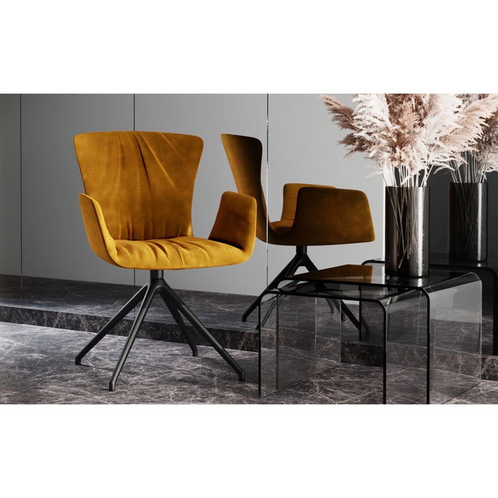 draenert | dexter armchair | swivel base | black leather + charmelle cloud 55