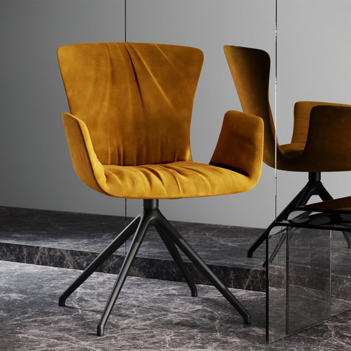 draenert | dexter armchair | swivel base | black leather + charmelle cloud 55