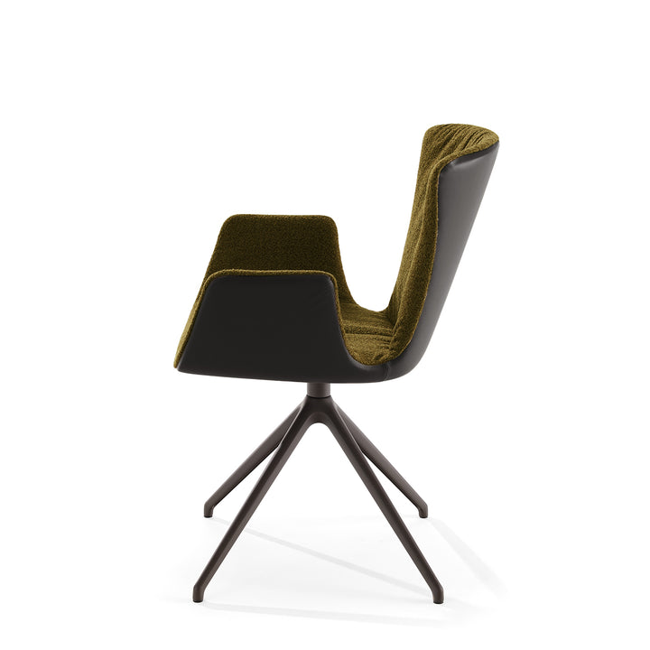 draenert | dexter armchair | swivel base | black leather + charmelle cloud 55