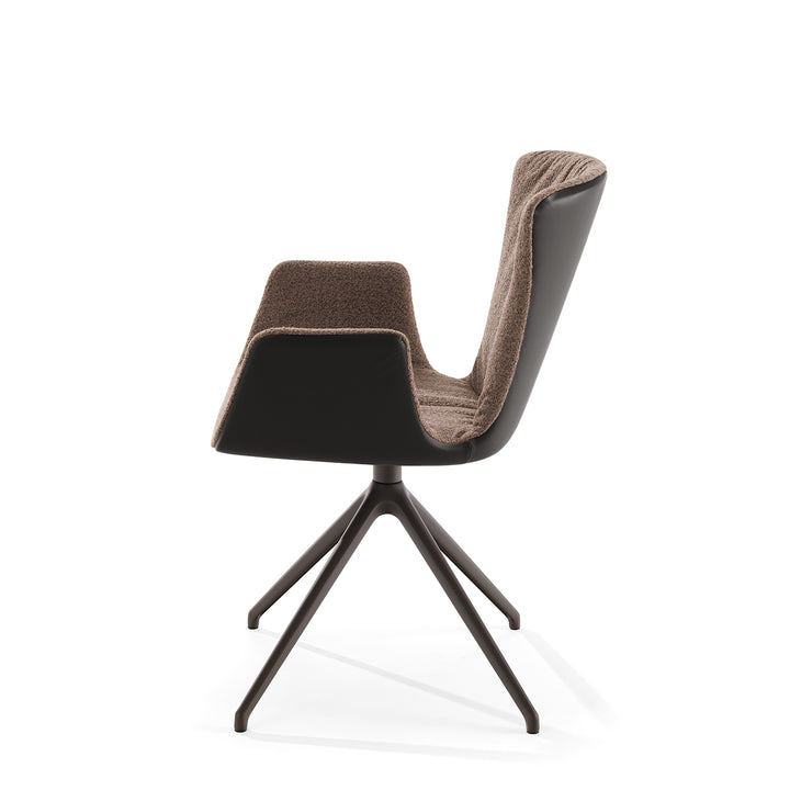 draenert | dexter armchair | swivel base | black leather + charmelle cloud 55