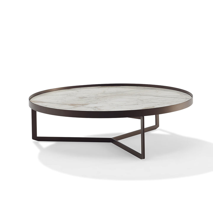 draenert | nebra coffee table with swivel top | azul mary stone + brown glass + dark bronze frame
