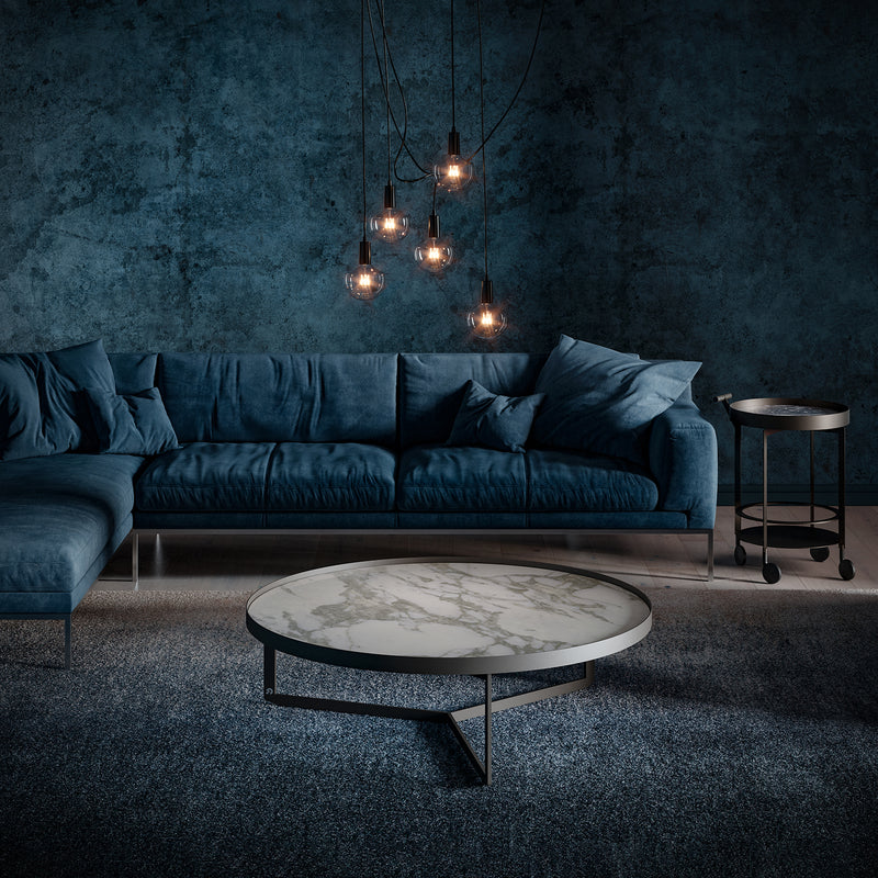 draenert | nebra coffee table with swivel top | azul mary stone + brown glass + dark bronze frame