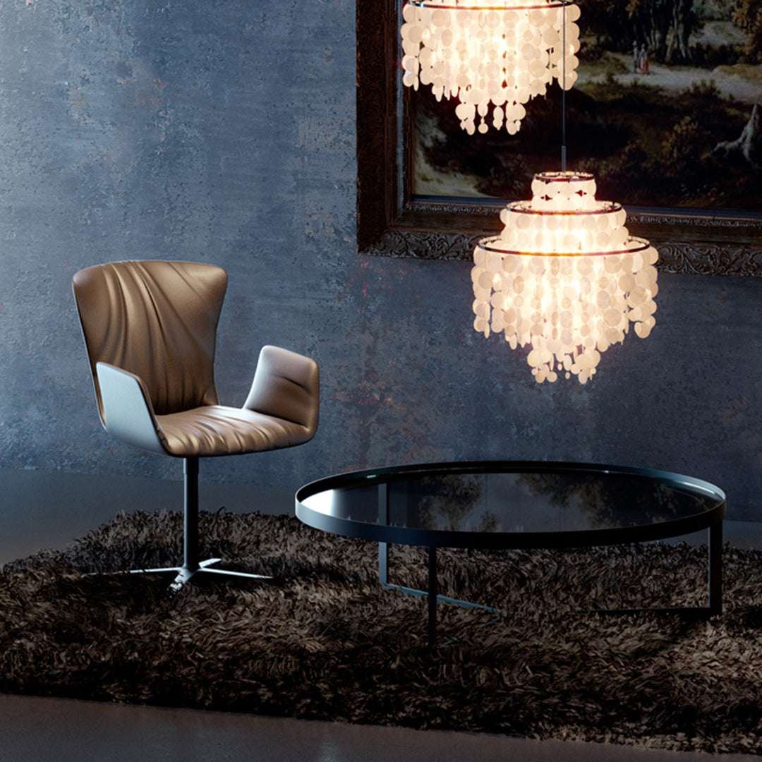 draenert | nebra coffee table with swivel top | azul mary stone + brown glass + dark bronze frame