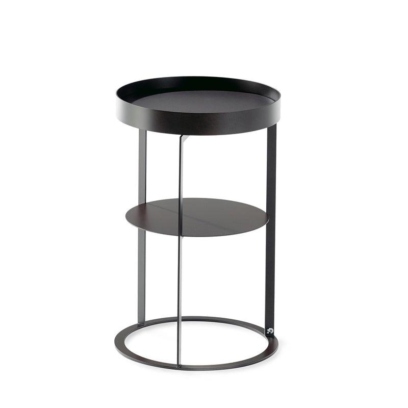 draenert | night side table with shelf | leather 89001 + black frame