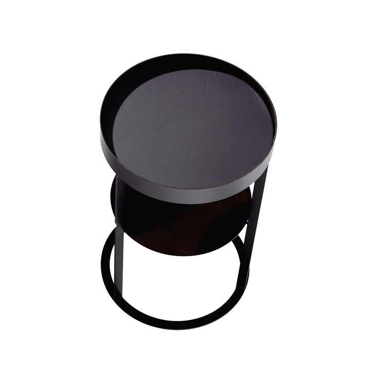 draenert | night side table with shelf | leather 89001 + black frame