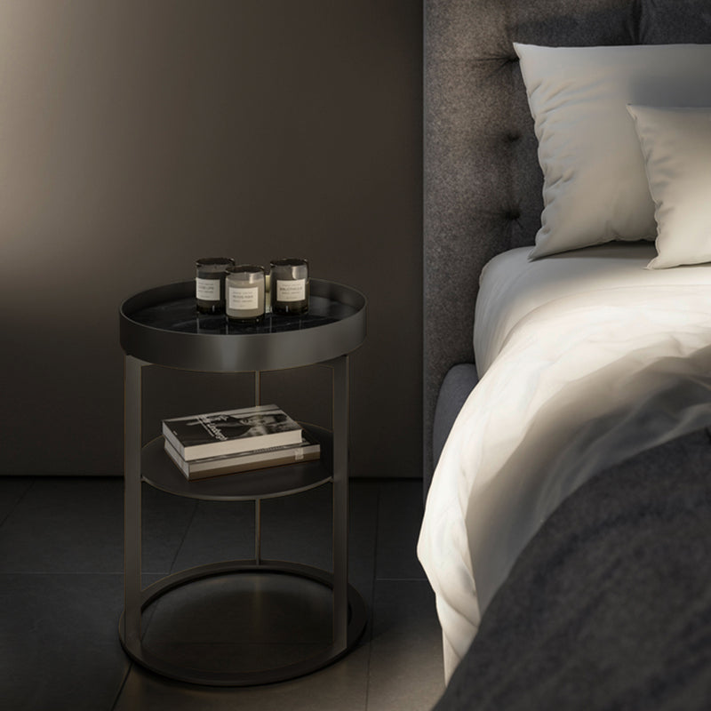 draenert | night side table with shelf | leather 89001 + black frame