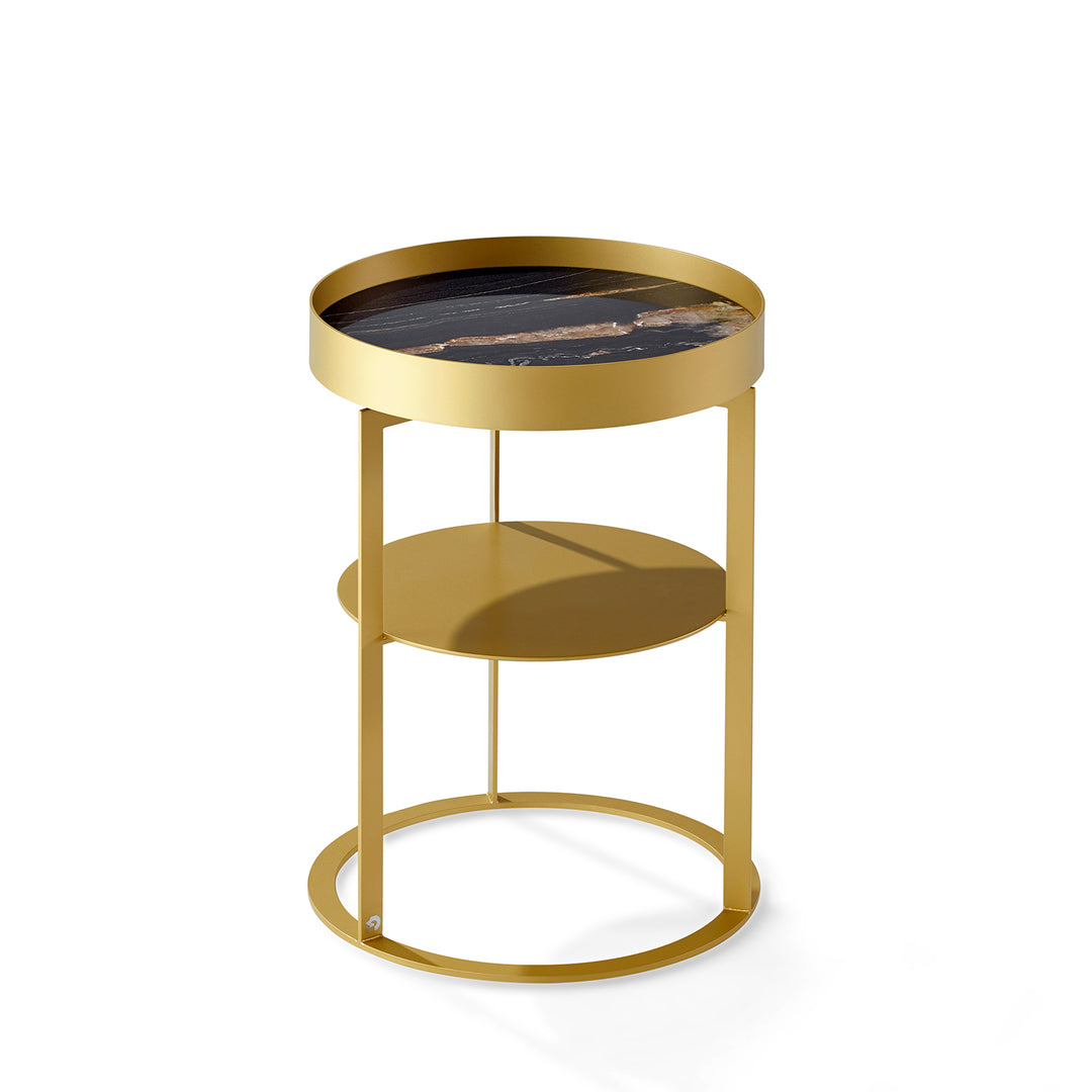 draenert | night side table with shelf | leather 89001 + black frame