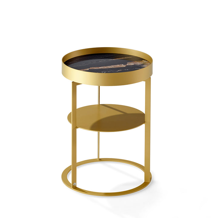 draenert | night side table with shelf | leather 89001 + black frame