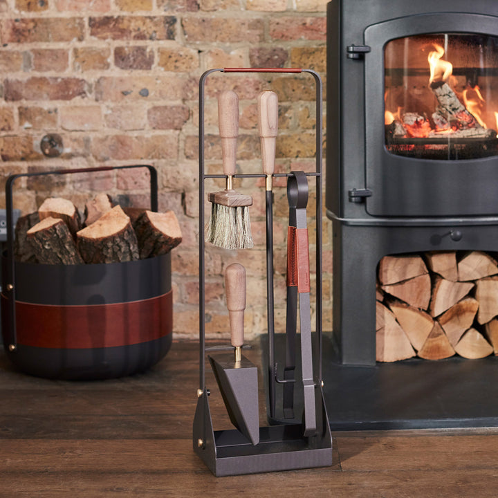 eldvarm | emma fire companion set with leather | havane