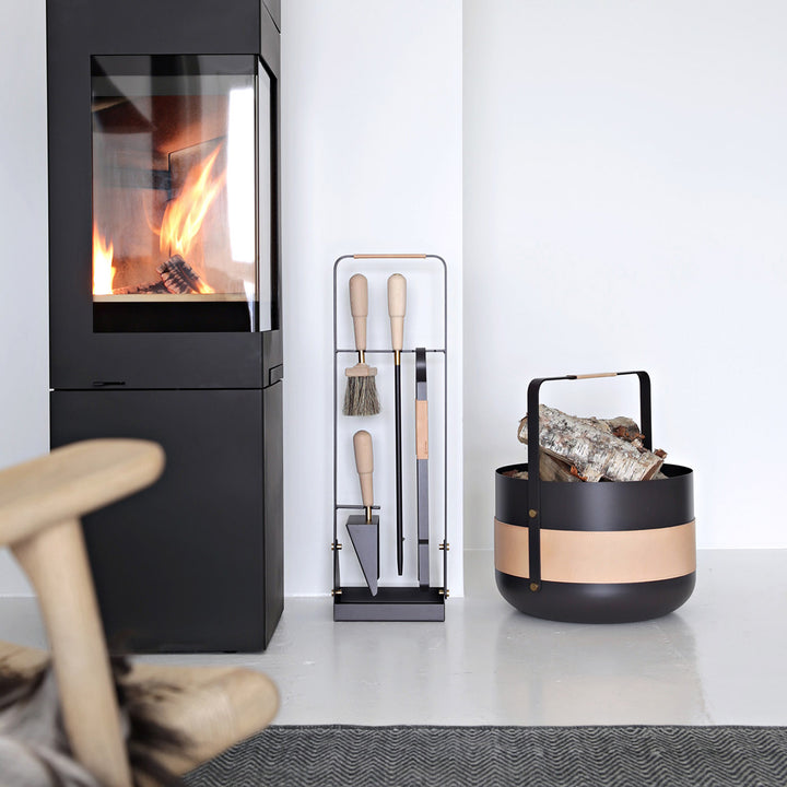 eldvarm | emma fire companion set with leather | naturel
