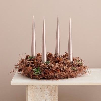 ester & erik | cone candle gift box | set of 2 | champagne metallic 37cm - LC