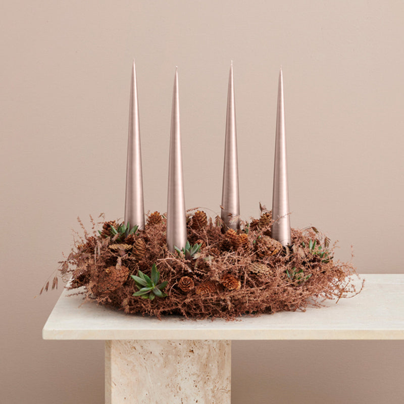 ester & erik | cone candle gift box | set of 2 | champagne metallic 37cm - LC